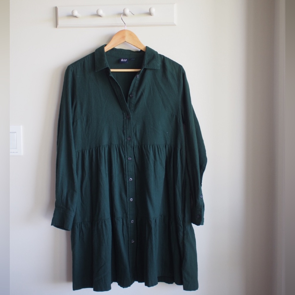 GAP Dark Green Button-Up Dress
